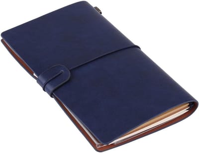 Ronte - Notitieboek voor op reis - Personaliseerbaar - Dagboek - 5 kleuren - Blauw - Unisex - Stijlvol - Cadeau