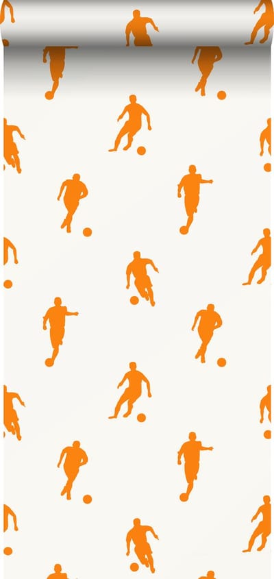 ESTAhome behang voetbalspelers oranje en wit - 53 cm x 10.05 m - 115871