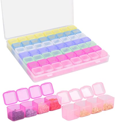 Dailygoods - 56 Compartimenten opbergdoos voor diamantschilderkunst, plastic sorteerkast, nagelart -organisatorkast, kleine onderdelen opbergkast, heldere opbergdoos voor Pearl Street Stones Nagels sieraden