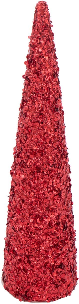 J-Line decoratie Kegel Pailletten Schuim - kunststof - rood - medium