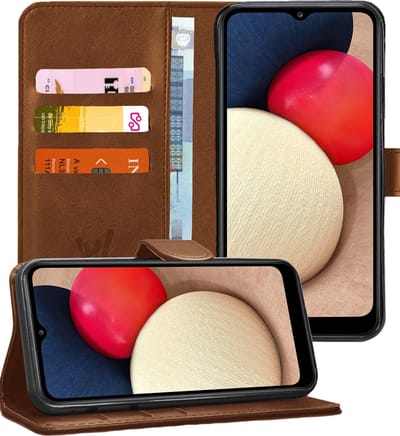Hoesje geschikt voor Samsung Galaxy A02s - Book Case Kunstleer Pasjeshouder Bruin