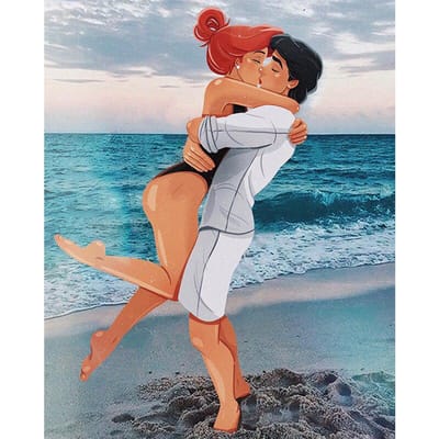 5D bricolage diamant broderie complète ronde diamant dessin dessin animé hommes et femmes amour point de croix 20X30CM blue