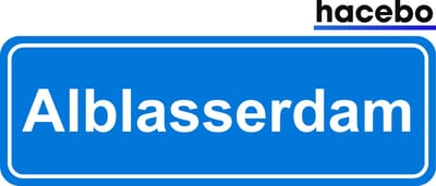 Hacebo - Plaatsnaam Sticker - 29x10 CM - Alblasserdam sticker - Verkeersborden sticker - grappige cadeaus - Alblasserdam
