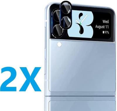Camera lens Protector 2x Geschikt voor: Samsung Galaxy Z Flip 4 - screen protector - glas - bescherm je camera - beschermglas - Zwart