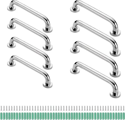 Douchegrepen RVS - Badkamer Handgrepen - Veiligheid in Huis - Roestvrij Staal - 8 Stuks 30/40cm - Zilver