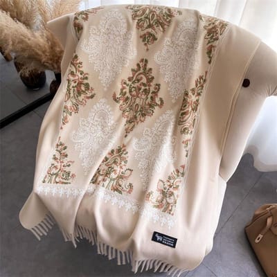 Luxe Dikke Warme Sjaal Winter Paisley Pashmina Deken Poncho Sjaals Print Kasjmier Sjaal Dames Reis Sjaals Bufanda Vrouwelijk 75X200cm gray