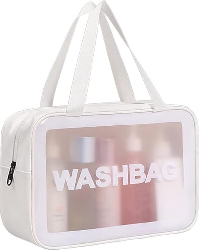 Toilettas, Make Up Tasje, Transparant, Toilettassen, Make Up Koffer, Beautycase, Make Up Organizer, Make Up Tas, Reistas, Toilettas Dames, Etui, Beautycase Koffer, Cosmetica Tas, Verjaardag, Moederdag, Valentijnsdag, Cadeautje, PVC, WIT