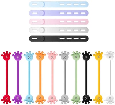 Dailygoods- Magnetische Straps Set van 10 - Verstelbare Straps - Multifunctionele Bevestigingsbanden - Organiseren van Kabels - Duurzaam Silicoon - 12 cm lengte - Opbergband