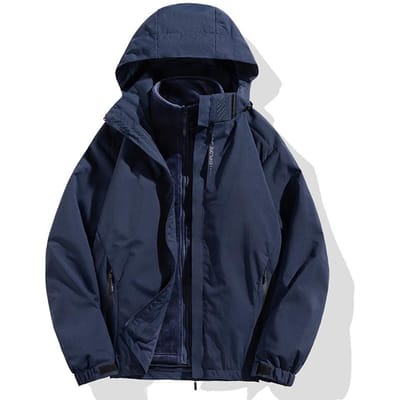 Nieuwe Drie-in-één Jas voor Heren en Dames, Eenvoudige Afneembare Tweedelige Set, Plus Velvet en Verdikte Bergbeklimjas voor Koppels 4XL black