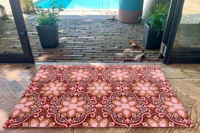 Deurmat, droogloopmat Rozenkelim | Roze, bruin | 75cm x 55cm