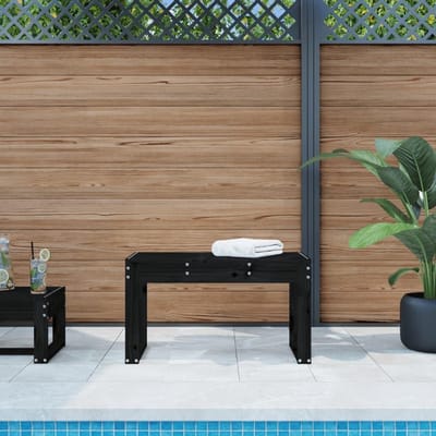 Tuinbank Hout - Buitenbank Terras - Ontspannen Buiten - Massief Grenenhout - 80 cm - Zwart