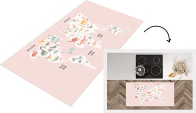 Keukenloper - Loper keuken - Kinderkamer - Wereldkaart - Dino - 120x60 cm - Keukenloper vinyl