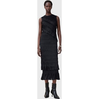 AllSaints Nyla Dress Black Taglia: 6 | Abiti Midi Outlet | Donna | Nero