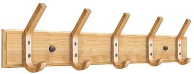 rek 5 haken 20 kg heavy duty kleding wandhouder bamboe hanger