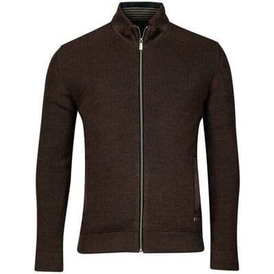 Baileys Vest Cardigan Zip Fine Structure Knit Dark Brown / male