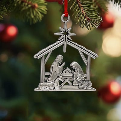 Kersthanger 3 stuks - Kerststal - Metaal - Hanger Kerstboom - Jezus - Kerstballen - Kerstdecoratie