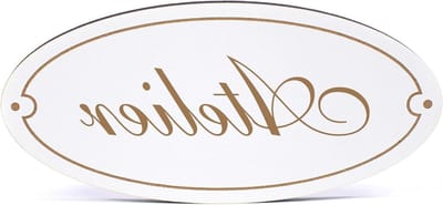 Deurbord ovaal - Naambordje hout - Deuren personaliseren - Zelfklevend te bevestigen - 15 x 7 cm - Wit