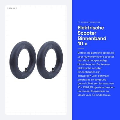 Dailygoods - Elektrische Scooter Binnenband - 10 x 2,5/2,75 - Duurzaam Rubber - Universeel Ventiel - 2 Stuks - Geschikt voor Nr. 9/Pro
