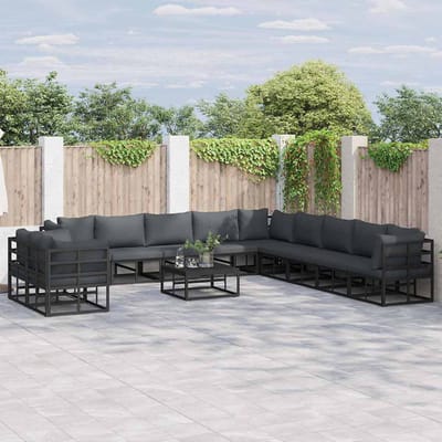 vidaXL - Tuinbank - Set - 11 - st - Zwart - Aluminium