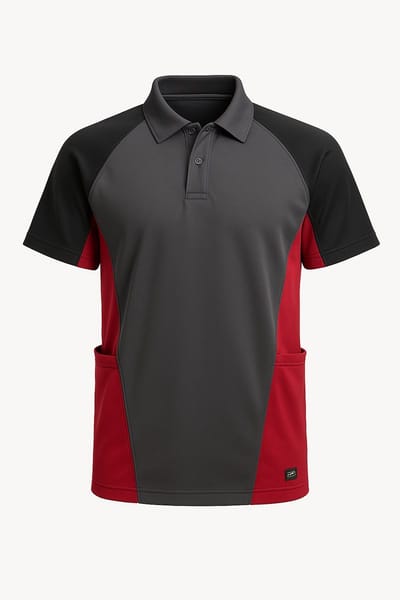 Werkpolo Snickers Workwear – AVS Polo Shirt Piquet 2714 – Maat XS – Steel Grey 58 met Rode Accenten – Ademend Active Ventilation System – Comfortabel, duurzaam en ideale professionele werkpolo voor bouw, logistiek en techniek