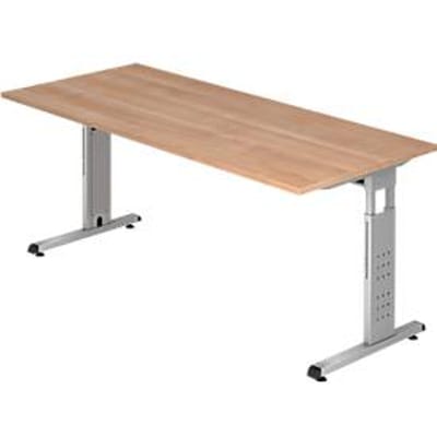 ULM bureau, C-poot, rechthoekig, B 1800 x D 800 x H 650-850 mm, afwerking walnoot