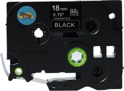 Dappaz - Brother Labeltape TZe-345 Compatible - Wit op Zwart - 18 mm x 8 m - Geschikt voor de Brother P-touch - 1 stuks