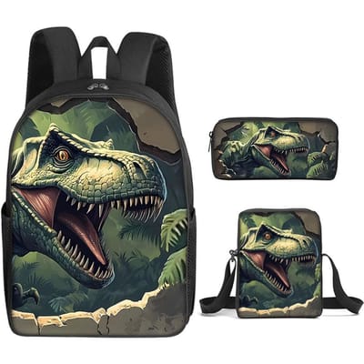 3-delige set dinosaurus schoudertas, etui, schooltassen voor jongens/meisjes Kinderen Beste Cadeaus Cartoon Schoolrugzak