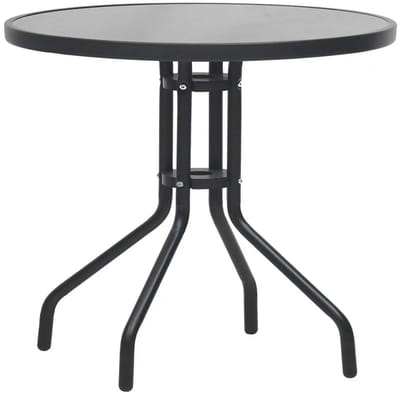 Ronde Glazen Tuintafel – Ø60 cm – Gehard Glas & Stalen Frame – Weerbestendig – Perfect voor Tuin, Balkon & Terras
