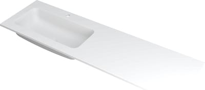 INK Faktor wastafel polystone links met 1 kraangat, 160x45x1,5cm, mat wit