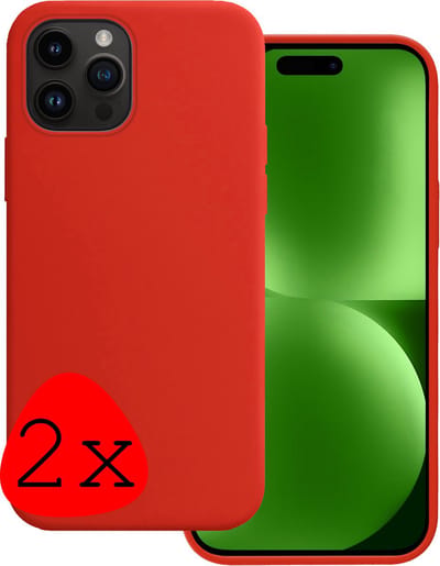Hoesje 2 Stuks - Geschikt voor Apple iPhone 15 Pro - Sterk & Shockproof - Case Siliconen - Back Cover - Telefoon Hoes - Rood