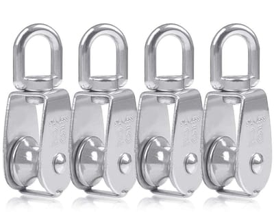Dailygoods- Monoblock Blokken 25 mm - Roestvrij Staal - Pulley M25 - Rotatable - Ergonomisch Ontwerp - Draagvermogen 150 kg - Touwpulley