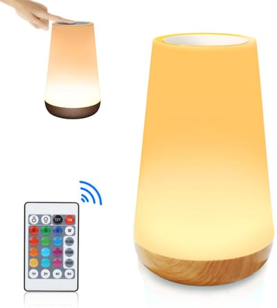 USB Oplaadbaar LED Tafellampje met Touch & Afstandsbediening - Nachtlampje - Wit Warm Licht en 13 RGB Kleuren - Tijdfunctie - Touch Control - Wake-up Light - Sfeerlamp - LED Verlichting - Leeslamp - Bedlamp - voor Baby, Kinderen & Volwassenen