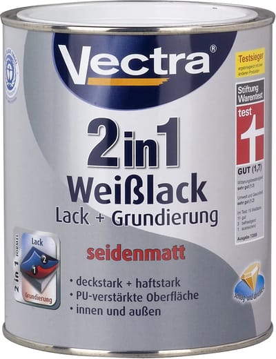 Verf - 2in1 witte vernis + primer Halfmat - 0,75L - 3 stuks