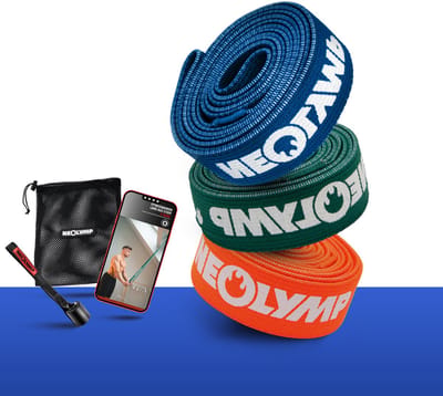 NEOLYMP Set van 3 fitnessbanden van stof – verschillende weerstandsniveaus met draagtas