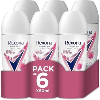 Rexona Advanced Protection Bright Bouquet Anti-Transpirant Roll-On 50 ml – 72 Uur Bescherming – 0% Alcohol – Voordeelverpakking 6 Stuks