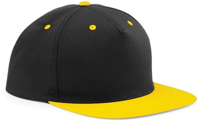 Beechfield 5 Panel Contrast Snapback Cap B610C - Black / Yellow - One size