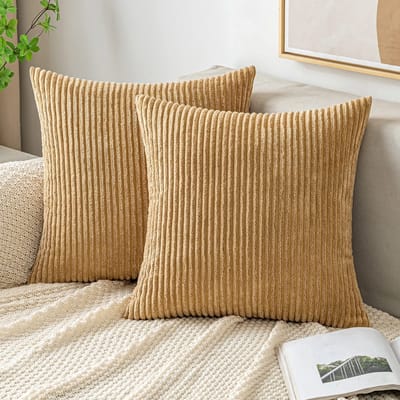 Kussenhoezen Ribfluweel - Set van 2 - 45 x 45 cm - Zacht - Decoratieve Kussenslopen - Verstevigde Rits - Kussensloop