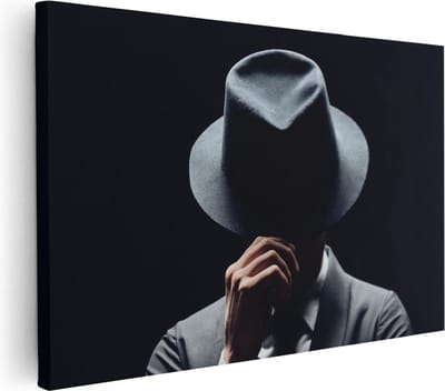 Artaza Canvas Schilderij Gangster - 30x20 cm - Klein - Wanddecoratie Man - Muurdecoratie Mannen - Schilderijen Op Canvas