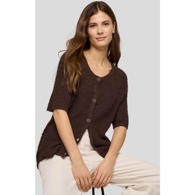 Tricot jasje van effectgaren met veel katoen - bruin - Gr. 38 van Goldner Fashion
