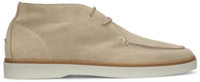 Manfield - Heren - Beige suède veterschoenen - Maat 40