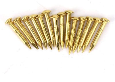 Dailygoods- Messing Nagels 100 Stuks - Ronde Kop - Decoratieve Hardware - Voor Hout/Gipsplaat - Fotolijst/Spiegel Ophangen - Premium Materiaal - Spijkers