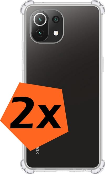 Hoes - 2 Stuks - Geschikt voor Xiaomi 11 Lite 5G NE - Sterk & Shockproof - Siliconen Case - Back Cover - Telefoon Hoesje Shock Proof - Transparant
