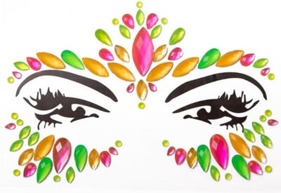 PartyXplosion Face & Body Jewels - Gezicht stickers Neon Glow Multi - Zelfklevend