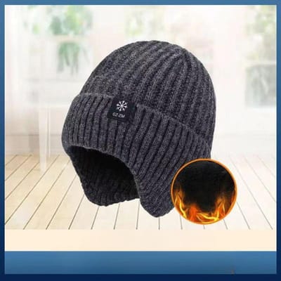 Chapeau tricoté d'hiver pour homme en peluche, chaud, casquette à visière, cache-oreilles, décontracté, mode, doublé en fausse fourrure, chapeaux de bombardier, cyclisme, protection des oreilles One Size