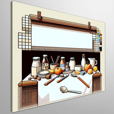 Pixel art stilleven schilderij | Digitale meesterwerken: een stilleven van pixelkunst en finesse | Kunst - 30x30 centimeter op Canvas | Foto op Canvas