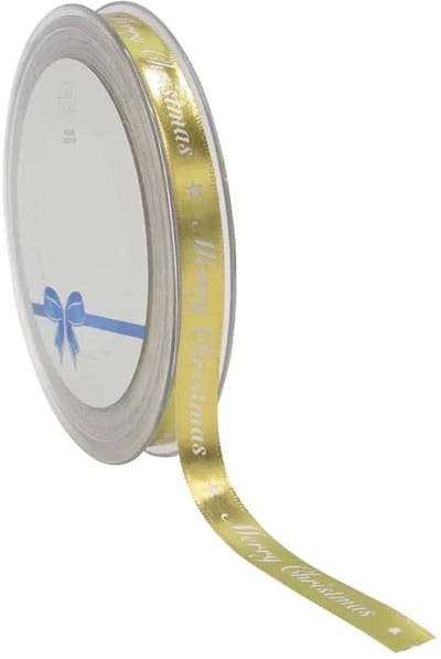 Satijnen Kerstlint Goudglans – 10 mm × 20 m