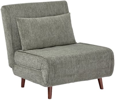 sweeek - Fauteuil met slaapfunctie van chenille stof houten poten - guest