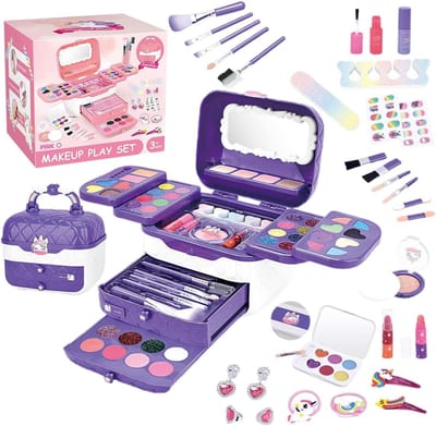 Speelgoed make-up set - Prinsessen make-up - Kinderspel - Wasbaar en veilig - 16 x 14 cm - Paars