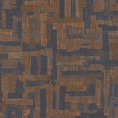 Etnisch behang Profhome 782043-GU vliesbehang hardvinyl warmdruk in reliëf gestructureerd in textiel look mat blauw zwartblauw olijfbruin 5,33 m2