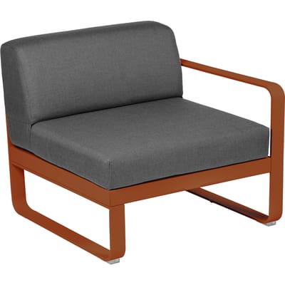 Fermob BELLEVIE Fauteuil Module rechts - E2 gekonfijte sinaasappel - A3 grafietgrijs